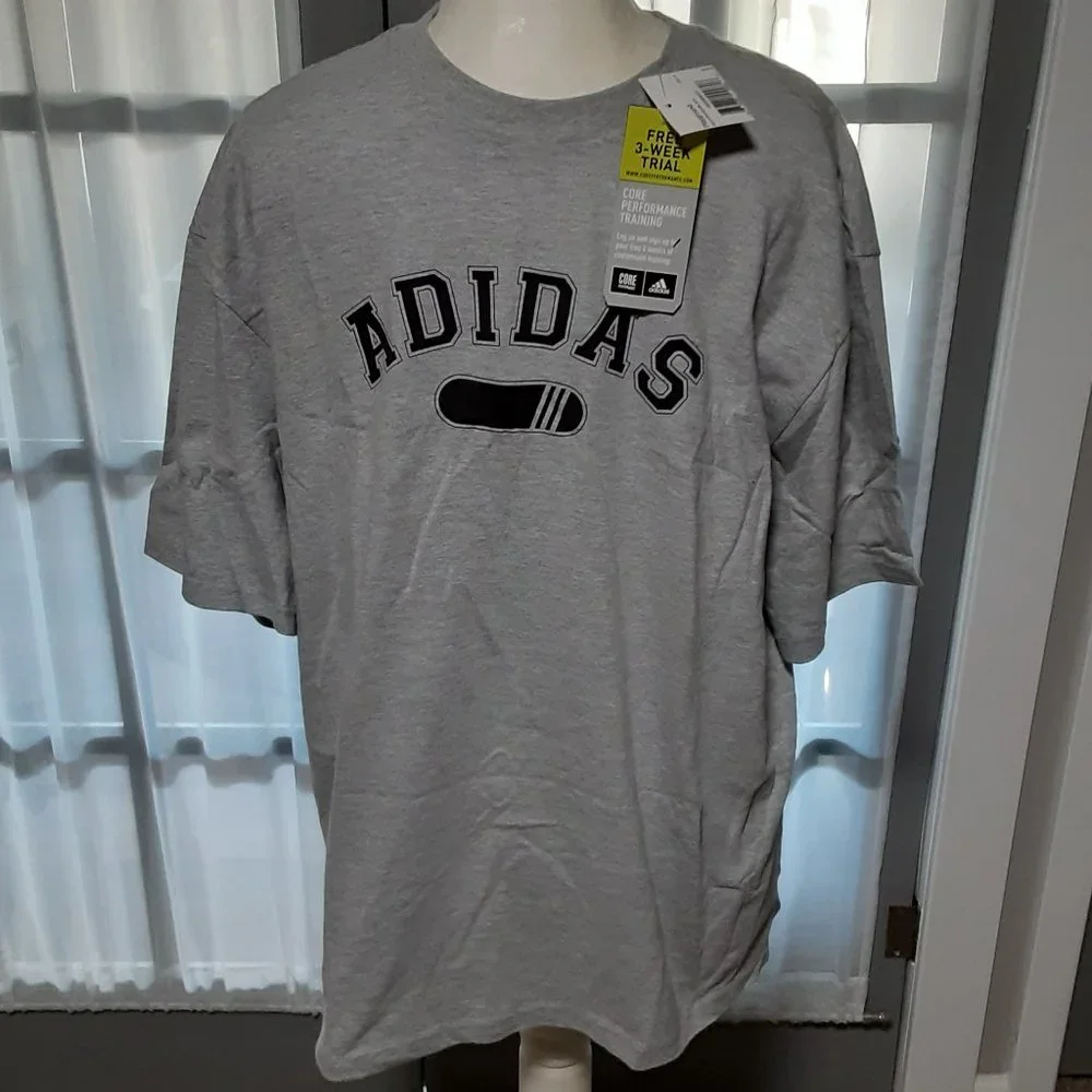 Mens Adidas Short Sleeve T-Shirt Size Large Gray/Black NWT
